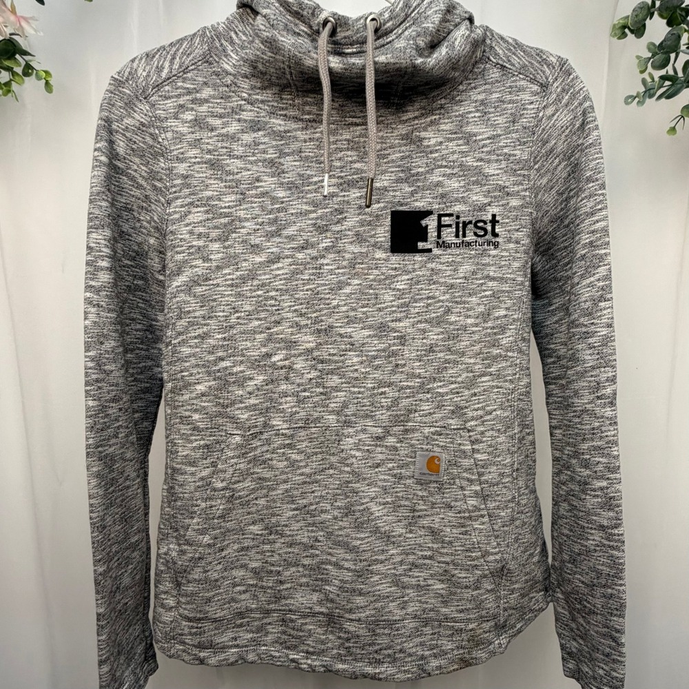 Carhartt Clarksburg Graphic Hoodie Womens XS Gray Space Dye Funnel Neck 102481